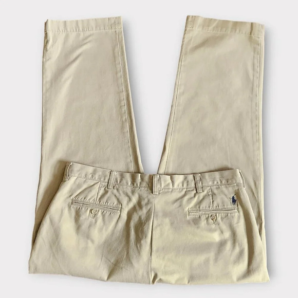 Polo Ralph Lauren Mens Preston Pant 38x30 Flat Front Chino Office Pony Logo - Picture 1 of 6